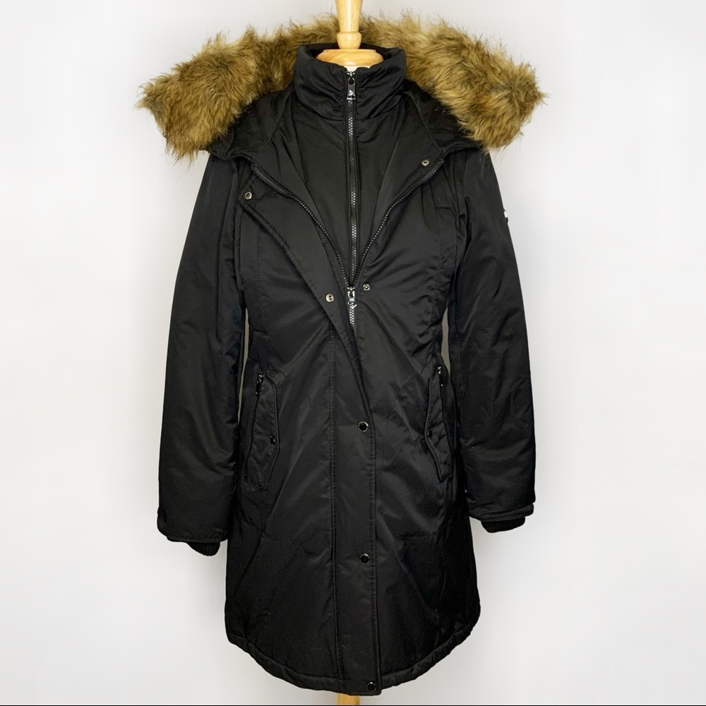1 MADISON Faux Fur Trimmed Hooded Parka Size Medium